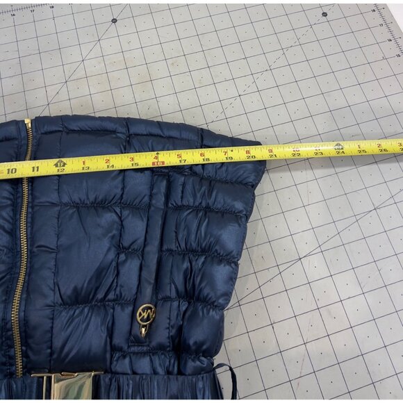Michael Kors Women's Packable Down Puffer Jacket Navy Blue Gold Accents Sz. M - Picture 14 of 14